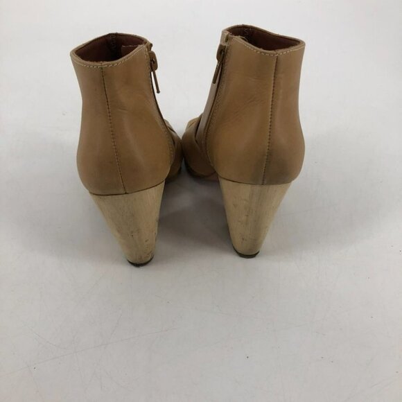 Rachel Comey Tan leather heeled ankle booties peep toe cross cross  7 - Picture 8 of 16